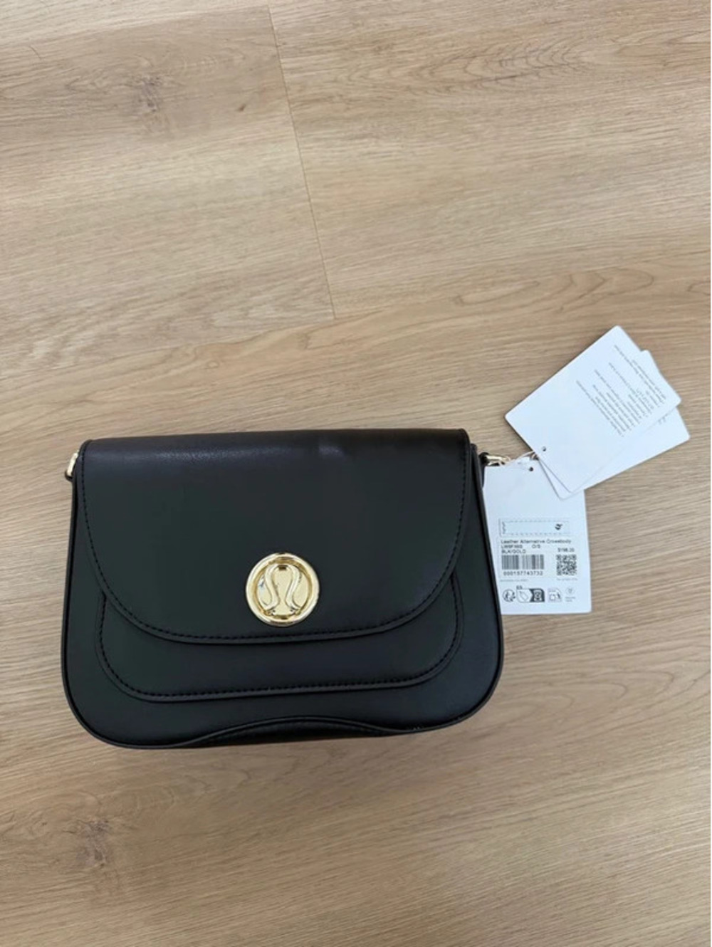Black leather alternative crossbody new with tags
